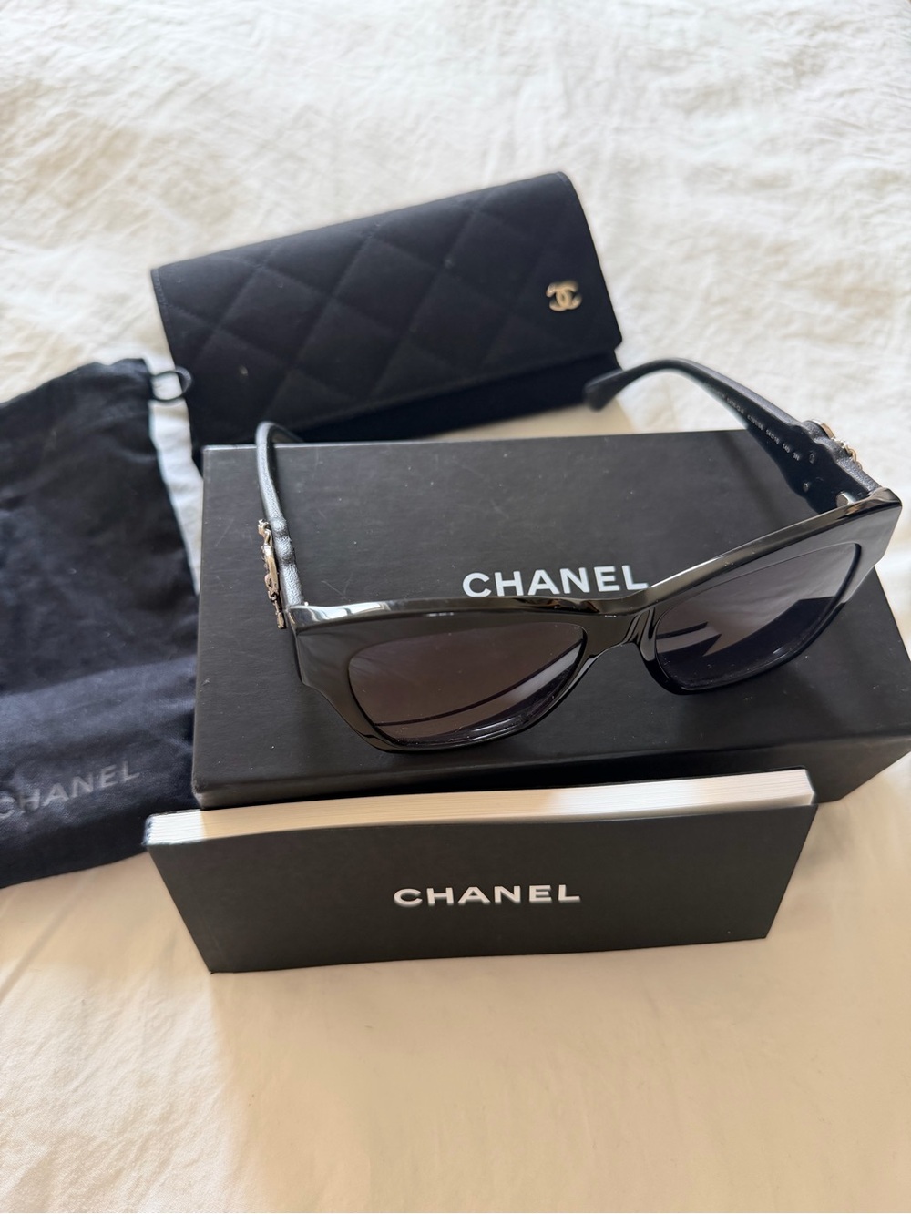 Full Inclusion: CHANEL Black Cat-Eye Sunglasses